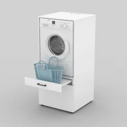 Garnero Arredamenti Mobile lavatrice e asciugatrice 134x144h cm con cassettoni bianco Water Discount