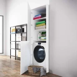 Garnero Arredamenti Mobile lavatrice 70x180h cm 2 ante e ripiani Wash Bianco Opaco Online