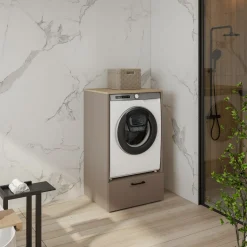 Garnero Arredamenti Mobile lavatrice 67x117h cm con cassettone beige Wave Discount