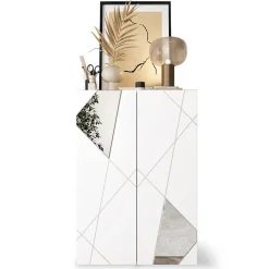 Garnero Arredamenti Mobile multiuso ingresso 78x116h cm scarpiera bianco lucido specchio Olimpo Sale