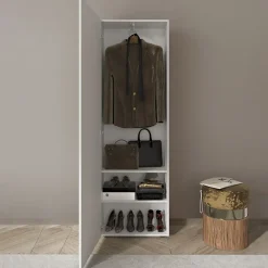 Garnero Arredamenti Mobile multiuso ingresso 60x187h cm appendiabiti bianco lucido specchio Olimpo New