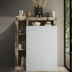 Garnero Arredamenti Mobile multiuso ingresso 108x138h cm scarpiera bianco lucido pero Invictus