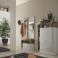 Garnero Arredamenti Mobile multiuso ingresso 108x138h cm scarpiera bianco lucido pero Invictus
