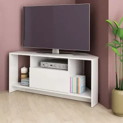 Garnero Arredamenti Mobile porta TV angolare 110x49h cm 3 vani 1 ribalta bianco lucido Folk Online