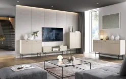 Garnero Arredamenti Mobile porta TV moderno 155x52h cm 2 ante e vani a giorno Eterna Beige