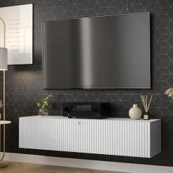 Garnero Arredamenti Mobile porta TV sospeso 150x34h cm 1 anta bianco Kiruna 4 Bianco Opaco Outlet