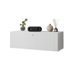 Garnero Arredamenti Mobile porta TV sospeso 100x34h cm 1 anta bianco Kiruna Bianco Opaco Best