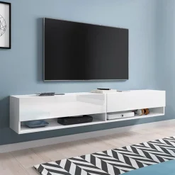 Garnero Arredamenti Mobile porta TV sospeso 180x30h cm 2 ante Gregoria Bianco Lucido Outlet