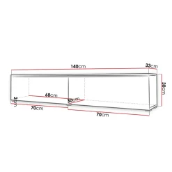 Garnero Arredamenti Mobile porta TV sospeso 140x30h cm 2 ante design rovere bianco lucido Silvia Bianco Lucido - Rovere New