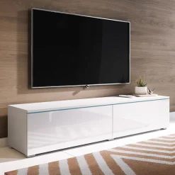 Garnero Arredamenti Mobile porta TV sospeso 140x30h cm soggiorno Silvia Bianco Lucido New