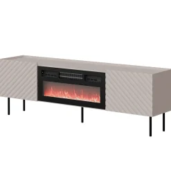 Garnero Arredamenti Mobile porta TV 181x59h cm 2 ante con caminetto con frontali decorati Daniele Beige Clearance