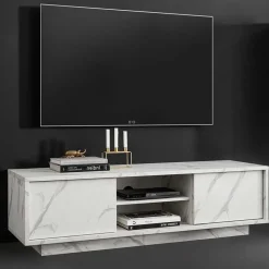 Garnero Arredamenti Mobile porta TV 139x44h cm 2 ante soggiorno effetto Viking Marmo bianco Discount