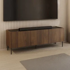Garnero Arredamenti Mobile porta TV 144x50h cm 3 ante piano effetto marmo nero noce Caliva Sale