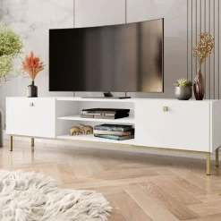 Garnero Arredamenti Mobile porta TV 180x48h cm 2 ante 2 vani Giuggiola Bianco Opaco Sale