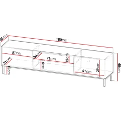 Garnero Arredamenti Mobile porta TV 180x48h cm 2 ante 2 vani Giuggiola Bianco Opaco Sale