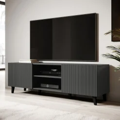 Garnero Arredamenti Mobile porta TV 150x52h cm 2 ante cannettato Essence Antracite Best