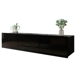 Garnero Arredamenti Mobile porta TV 150x37h cm 2 ante Mons Nero Lucido