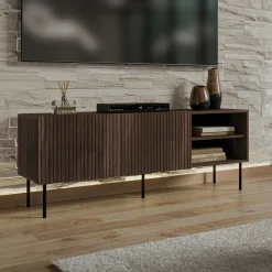 Garnero Arredamenti Mobile porta TV 150x58h cm 2 ante 2 vani noce cannettato Gabiot Clearance