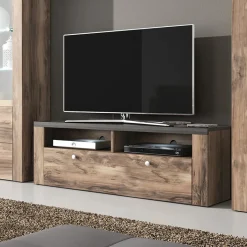 Garnero Arredamenti Mobile porta TV 140x49h cm 1 anta noce rovere grigio Paloma 2 Noce - Grigio Sale