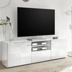 Garnero Arredamenti Mobile porta TV 181x57h cm 2 ante 1 cassetto Paradise Bianco Lucido Hot