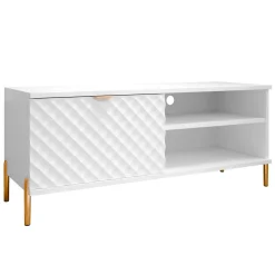 Garnero Arredamenti Mobile porta TV 120x50h cm 1 anta 2 vani con frontali decorati bianco Amsterdam New