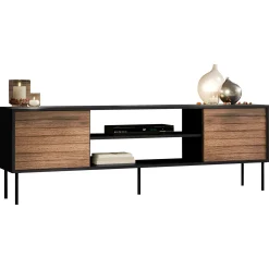 Garnero Arredamenti Mobile porta TV 180x60h cm 2 ante noce nero Wild Noce - Nero opaco Sale