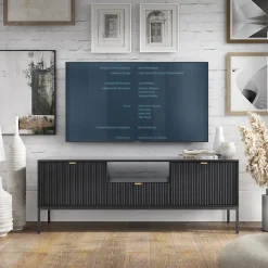 Garnero Arredamenti Mobile porta TV 154x56h cm 2 ante moderno soggiorno nero Alisa Nero Opaco