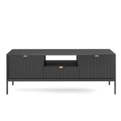 Garnero Arredamenti Mobile porta TV 154x56h cm 2 ante moderno soggiorno nero Alisa Nero Opaco