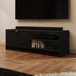 Garnero Arredamenti Mobile porta tv 120x40h cm 1 anta 2 vani a giorno cannettato nero Athena Nero Opaco Clearance