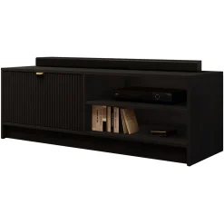 Garnero Arredamenti Mobile porta tv 120x40h cm 1 anta 2 vani a giorno cannettato nero Athena Nero Opaco Clearance