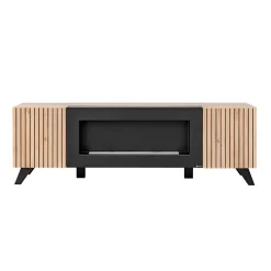 Garnero Arredamenti Mobile porta TV 160x52h cm 2 ante con biocamino noce con stampa nera Mendes Clearance