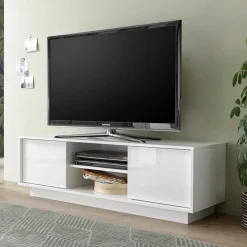 Garnero Arredamenti Mobile porta TV 139x44h cm 2 ante soggiorno bianco lucido Spirit