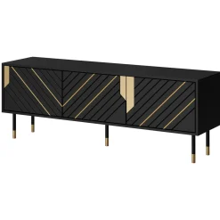 Garnero Arredamenti Mobile porta tv 154x55h cm 3 ante moderno nero oro Golden Clearance