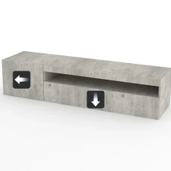 Garnero Arredamenti Mobile porta TV 155x37h cm 1 anta soggiorno Light Small Gihome® Cemento Discount