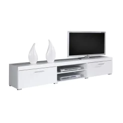 Garnero Arredamenti Mobile porta TV 200x39h cm 2 ante 2 vani a giorno bianco lucido Nottingham