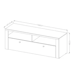 Garnero Arredamenti Mobile porta TV 140x49h cm 1 anta Paloma 2 Rovere New