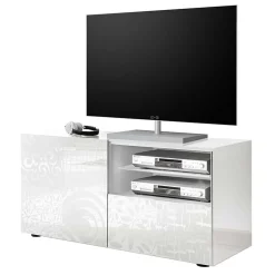 Garnero Arredamenti Mobile porta TV 122x57h cm 1 anta 1 cassetto bianco Paradise Bianco Lucido