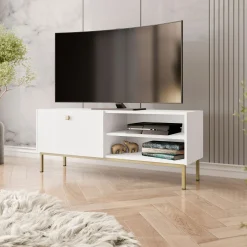 Garnero Arredamenti Mobile porta TV 120x48h cm 1 anta 2 vani bianco opaco Giuggiola Discount