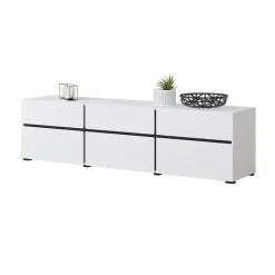 Garnero Arredamenti Mobile porta TV 180x48h cm 3 ante a ribalta 3 cassetti nero Lolla Bianco Opaco Clearance