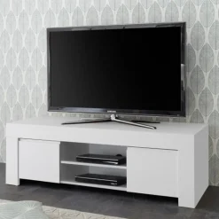 Garnero Arredamenti Mobile porta TV 138x44h cm 2 ante soggiorno Halston Bianco Opaco Discount