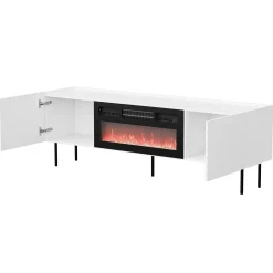 Garnero Arredamenti Mobile porta TV 181x59h cm 2 ante con caminetto con frontali decorati bianco Daniele Bianco Opaco Best