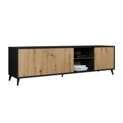 Garnero Arredamenti Mobile porta TV 180x52h cm 3 ante 2 vani a giorno rovere nero Hans New
