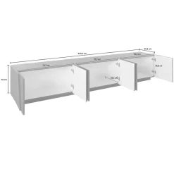 Garnero Arredamenti Mobile porta TV 244x46h cm 6 ante Zenzero Gihome® Cemento Clearance