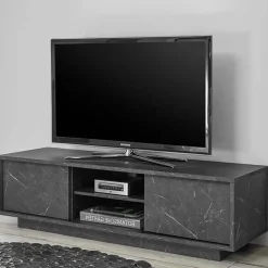 Garnero Arredamenti Mobile porta TV 139x44h cm 2 ante soggiorno effetto Viking Marmo Nero Best
