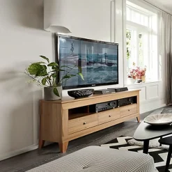 Garnero Arredamenti Mobile porta TV 156x64h cm 3 cassetti soggiorno rovere scuro Lucca Discount