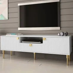 Garnero Arredamenti Mobile porta TV 160x54h cm 1 cassetto 1 vano a giorno bianco Falun Sale
