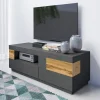 Garnero Arredamenti Mobile porta TV 160x54h cm 2 cassetti antracite rovere Bahama Clearance
