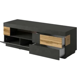 Garnero Arredamenti Mobile porta TV 160x54h cm 2 cassetti antracite rovere Bahama Clearance