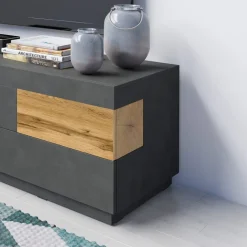 Garnero Arredamenti Mobile porta TV 160x54h cm 2 cassetti antracite rovere Bahama Clearance