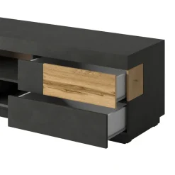 Garnero Arredamenti Mobile porta TV 160x54h cm 2 cassetti antracite rovere Bahama Clearance